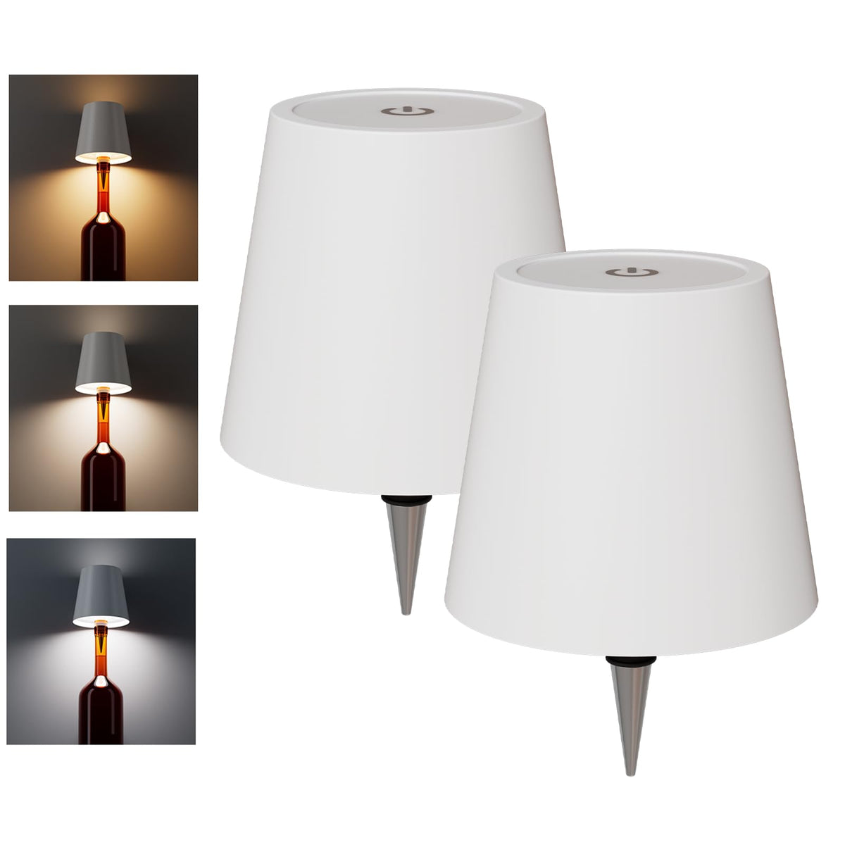 Wireless Bottle Lamp Shade - Portable LED Wine Bottle Lamp with Stopper, 3 Color Stepless Dimming Rechargeable Touch Wine Bottle Lights for Any Liquor Bottle Bars Restaurants (Black, 1 Pack)
