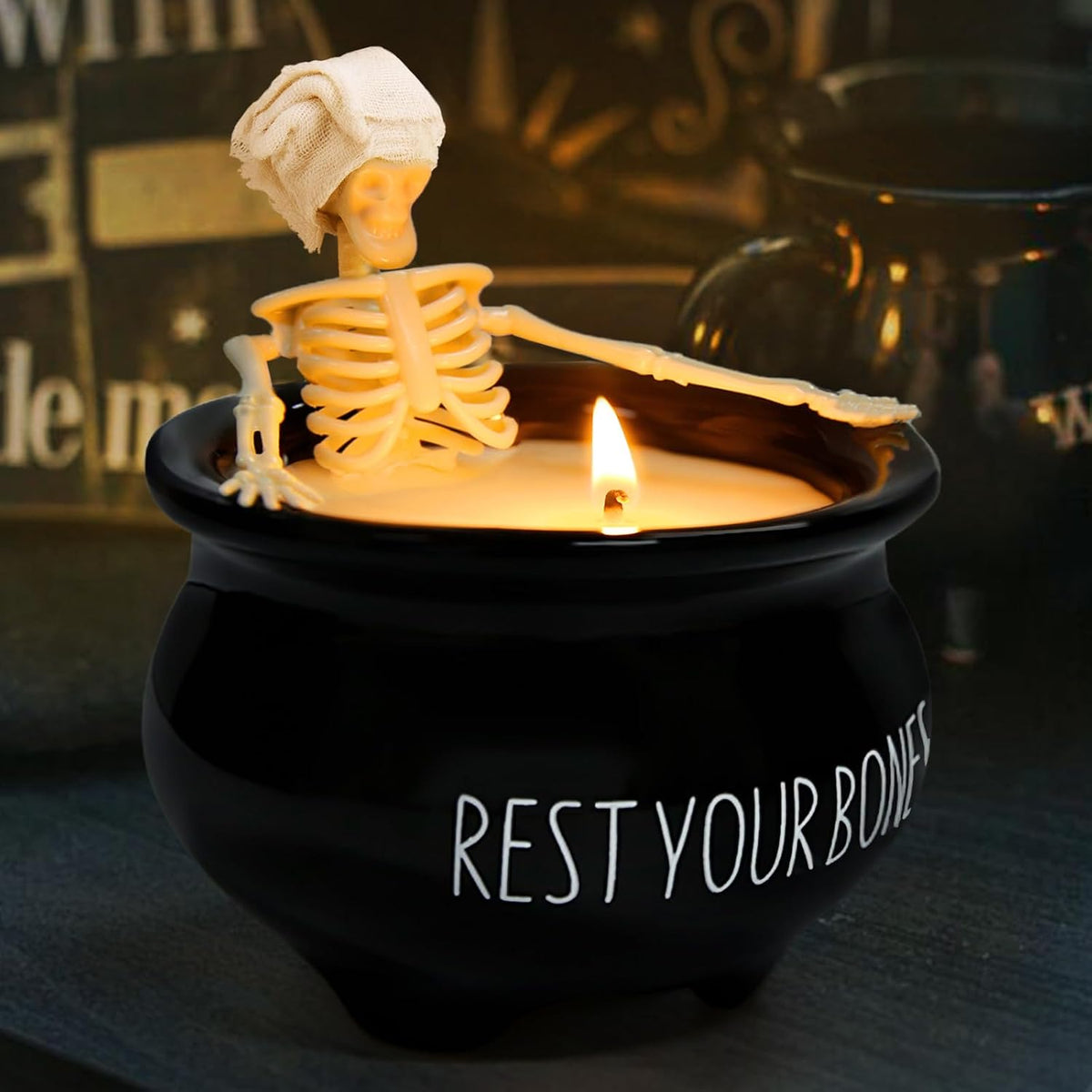 Halloween Decorations Indoor - Cute Skeleton Candles Decor