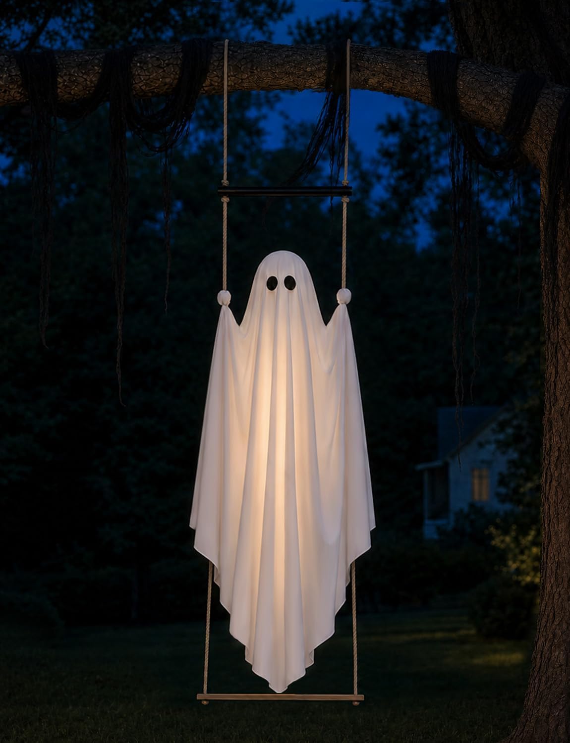 Halloween Decorations Outdoor 3.7FT Pre-Assembled Hanging Swing Ghost