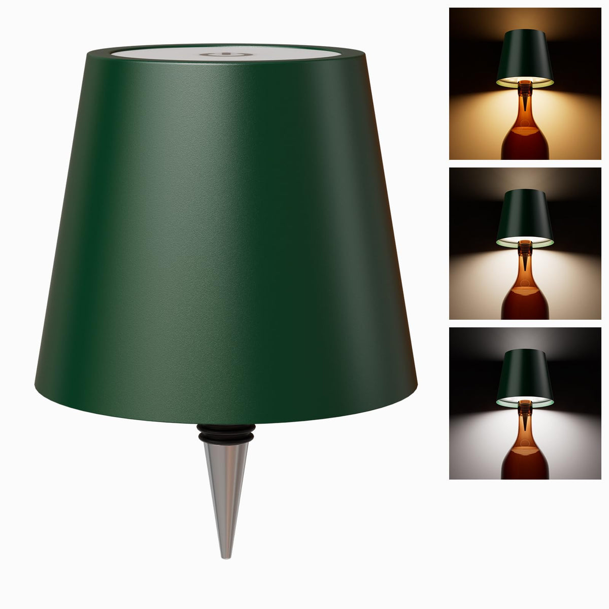 Wireless Bottle Lamp Shade - Portable LED Wine Bottle Lamp with Stopper, 3 Color Stepless Dimming Rechargeable Touch Wine Bottle Lights for Any Liquor Bottle Bars Restaurants (Black, 1 Pack)