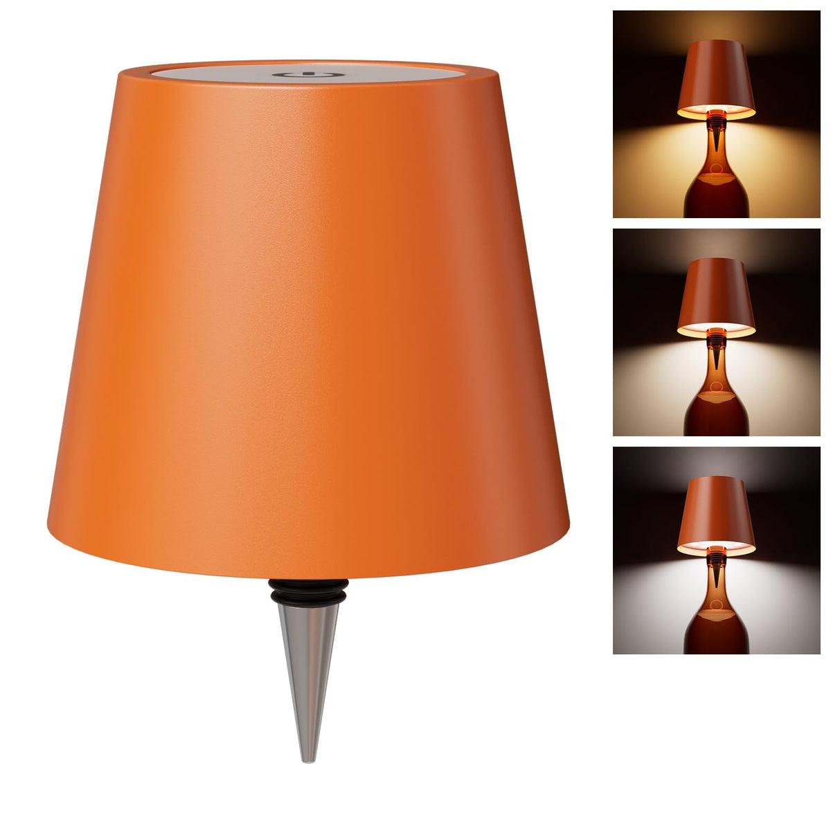 Wireless Bottle Lamp Shade - Portable LED Wine Bottle Lamp with Stopper, 3 Color Stepless Dimming Rechargeable Touch Wine Bottle Lights for Any Liquor Bottle Bars Restaurants (Black, 1 Pack)