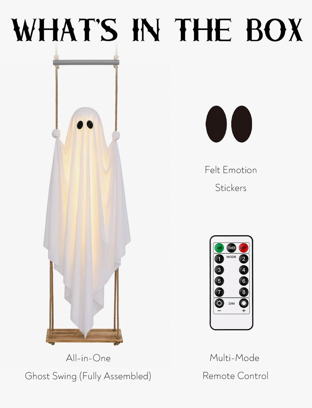 Halloween Decorations Outdoor 3.7FT Pre-Assembled Hanging Swing Ghost