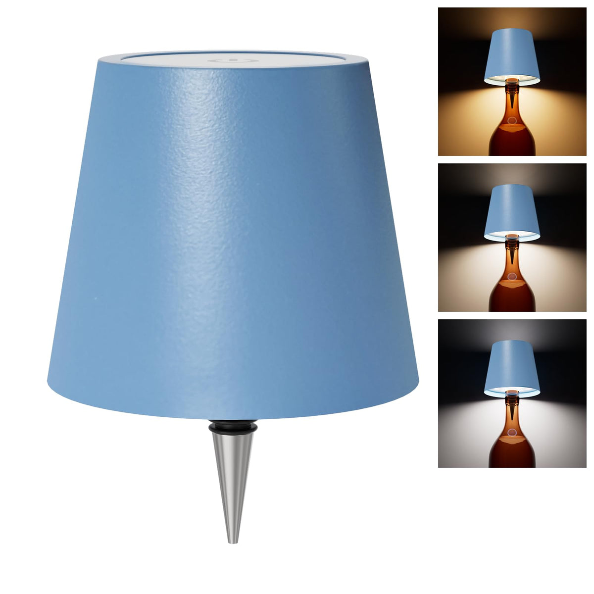 Wireless Bottle Lamp Shade - Portable LED Wine Bottle Lamp with Stopper, 3 Color Stepless Dimming Rechargeable Touch Wine Bottle Lights for Any Liquor Bottle Bars Restaurants (Black, 1 Pack)