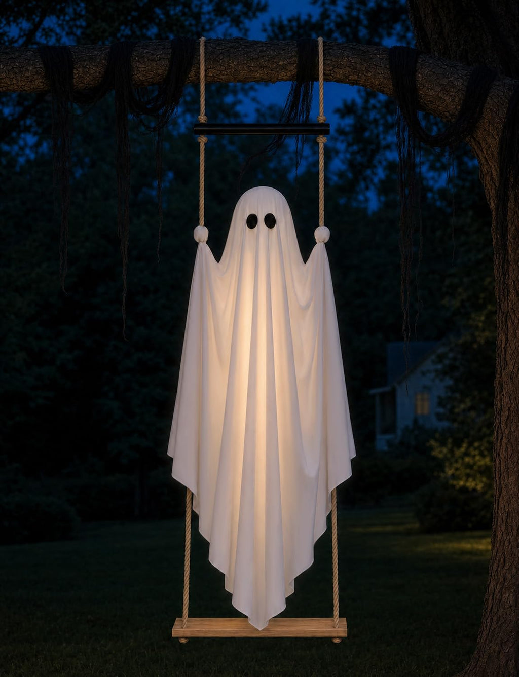 Halloween Decorations Outdoor 3.7FT Pre-Assembled Hanging Swing Ghost
