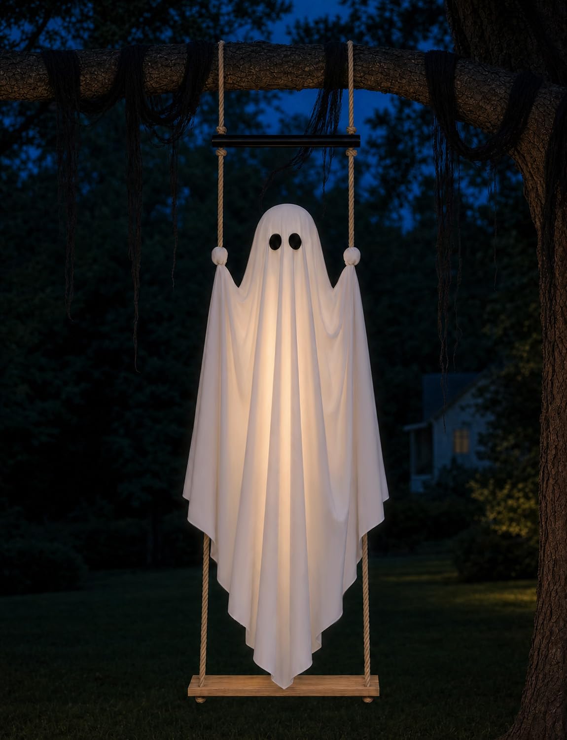 Halloween Decorations Outdoor 3.7FT Pre-Assembled Hanging Swing Ghost