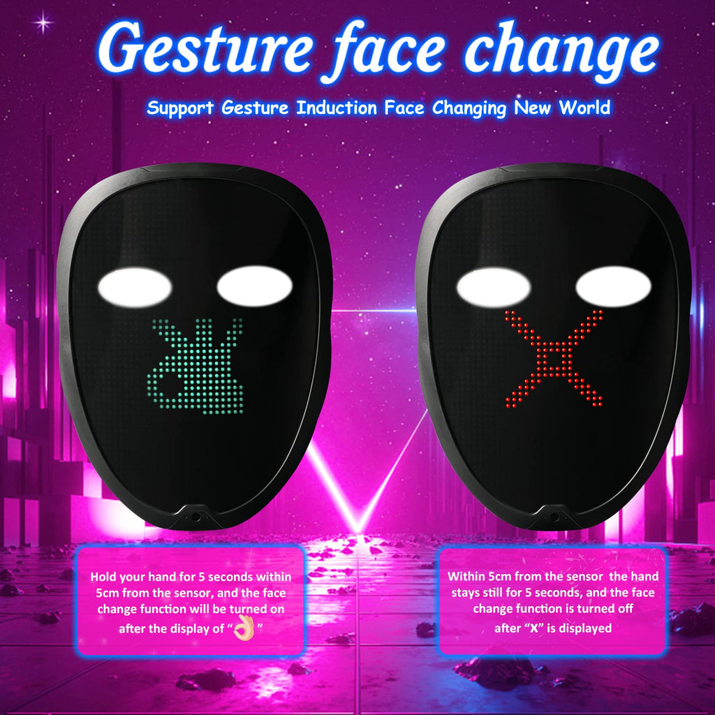 Depointer Life Led Mask with Gesture Sensing, Light up Mask toy for Adult