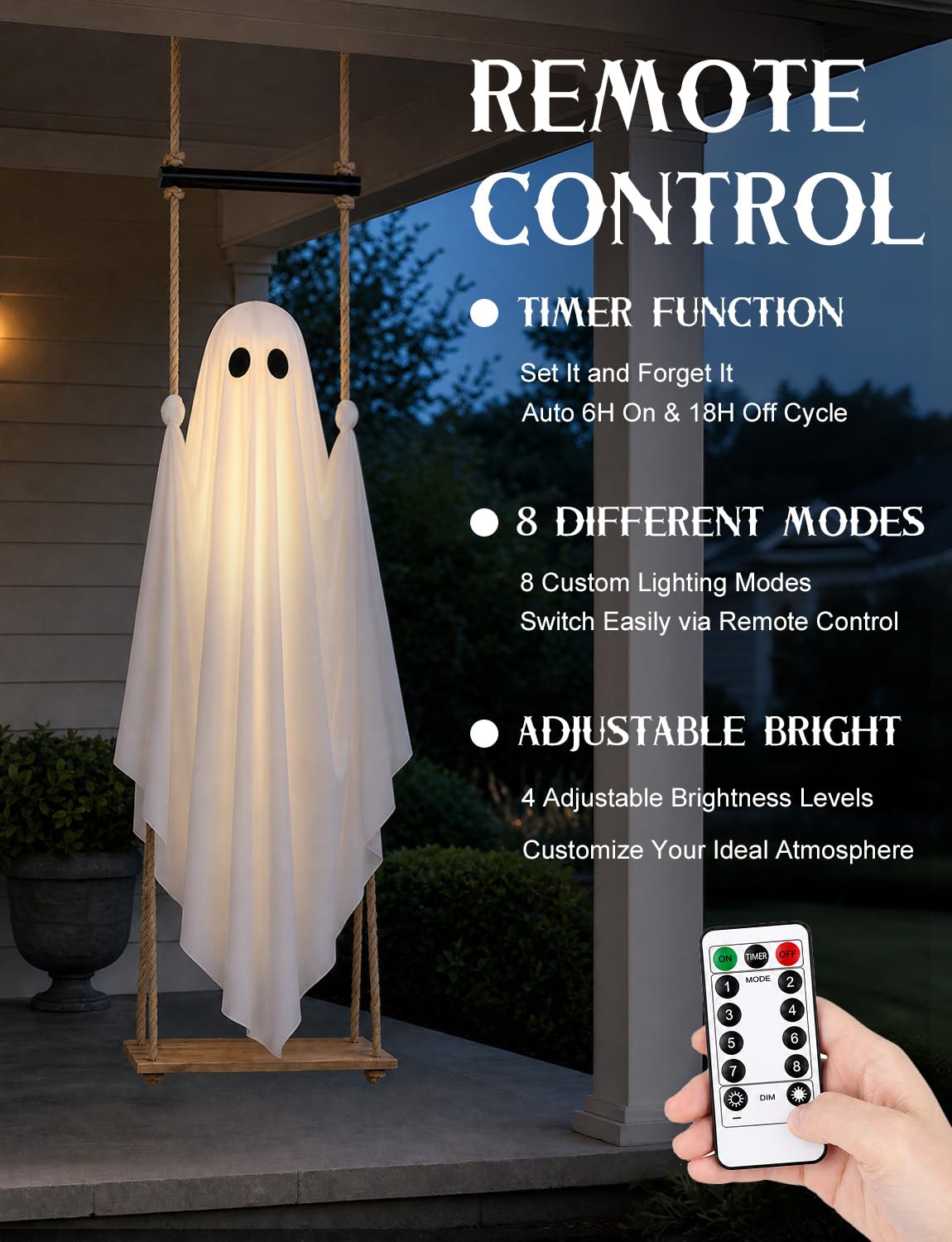 Halloween Decorations Outdoor 3.7FT Pre-Assembled Hanging Swing Ghost