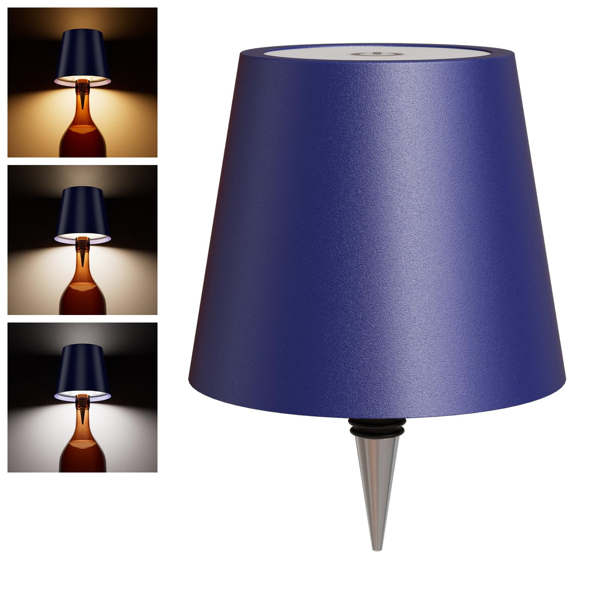 Wireless Bottle Lamp Shade - Portable LED Wine Bottle Lamp with Stopper, 3 Color Stepless Dimming Rechargeable Touch Wine Bottle Lights for Any Liquor Bottle Bars Restaurants (Black, 1 Pack)