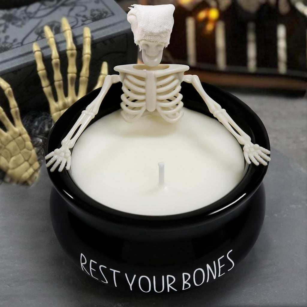 Halloween Decorations Indoor - Cute Skeleton Candles Decor