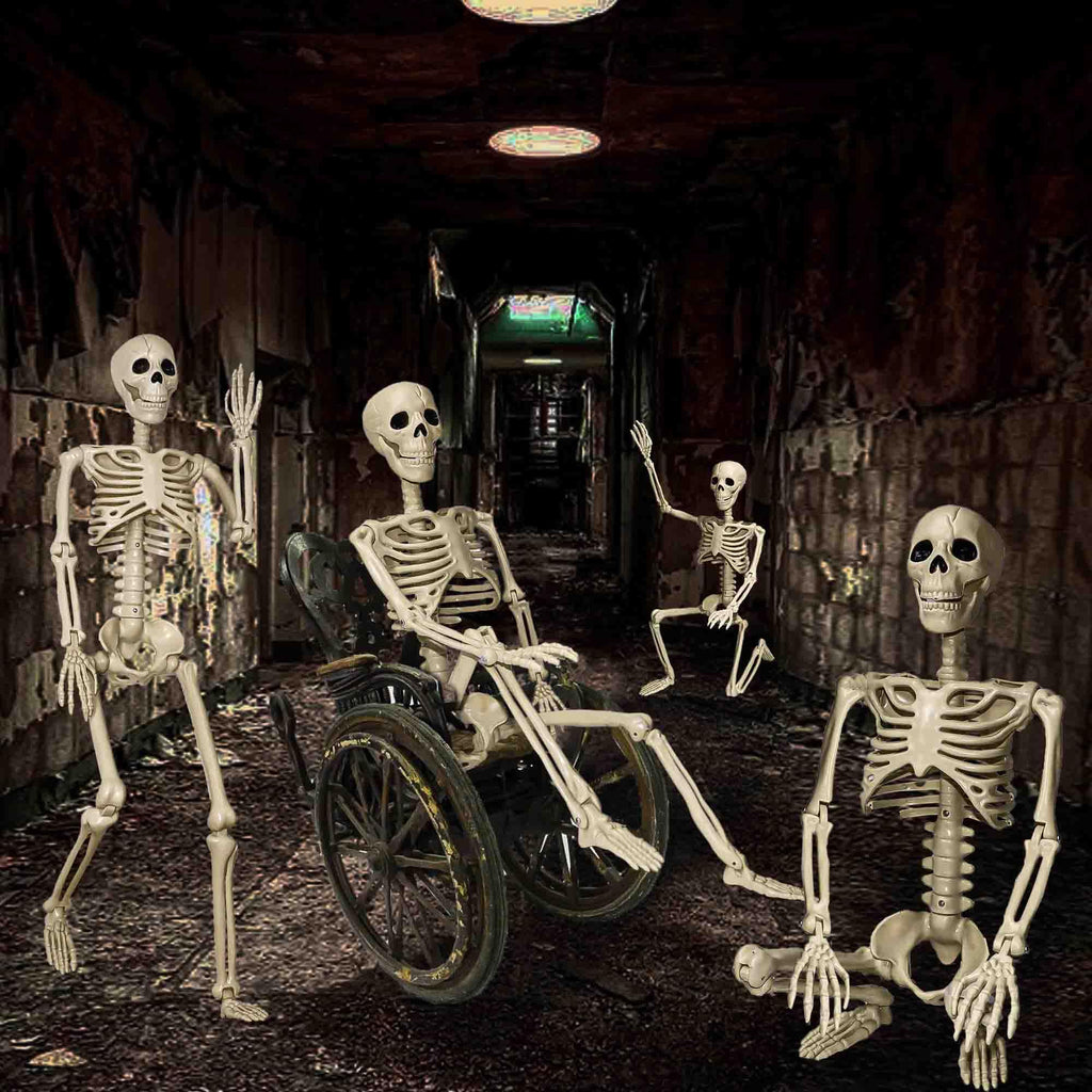 2 Pack 36"Halloween Skeleton - 3 ft Life Size Human Skeleton with Full Body Posable Joints Plastic Skeleton for Halloween Skeletons Decor Yard Patio Lawn Garden Skeleton Props Spooky Party Decoration