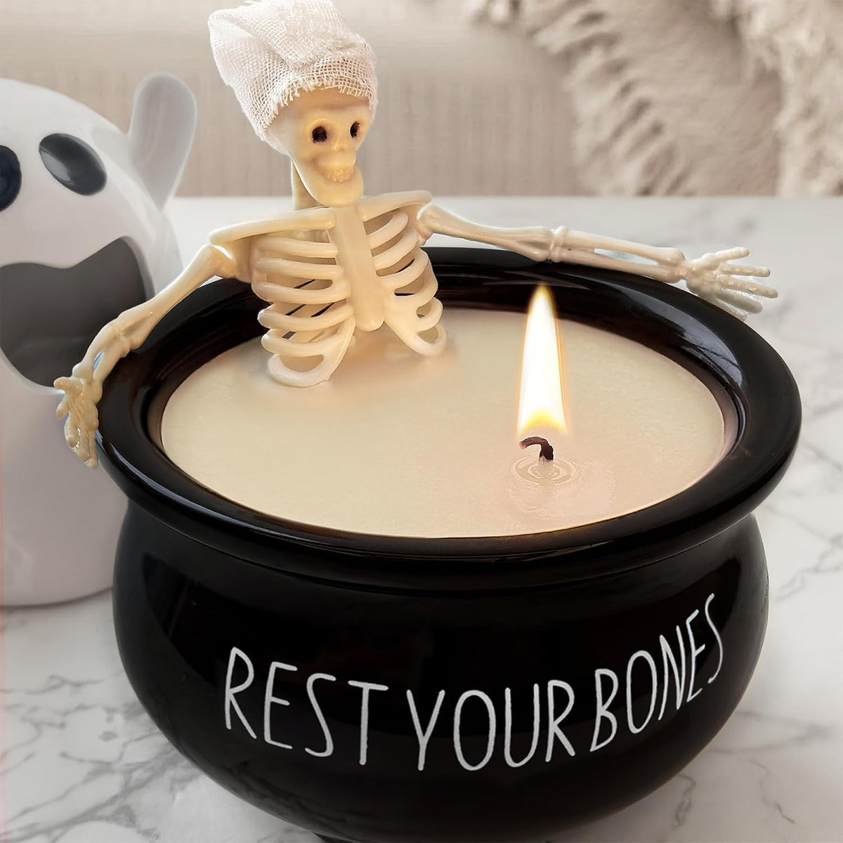 Halloween Decorations Indoor - Cute Skeleton Candles Decor