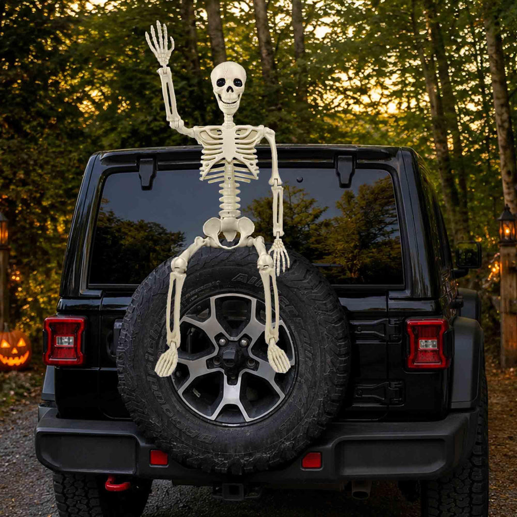 2 Pack 36"Halloween Skeleton - 3 ft Life Size Human Skeleton with Full Body Posable Joints Plastic Skeleton for Halloween Skeletons Decor Yard Patio Lawn Garden Skeleton Props Spooky Party Decoration