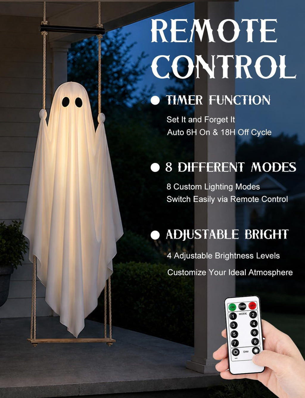 Halloween Decorations Outdoor 3.7FT Pre-Assembled Hanging Swing Ghost