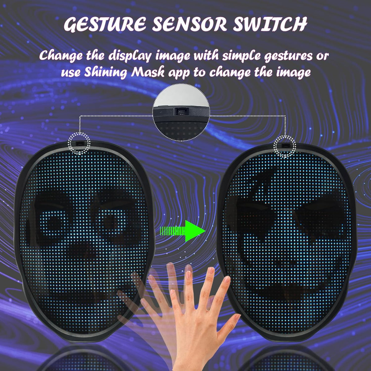 Depointer Life Led Mask with Gesture Sensing, Light up Mask toy for Adult