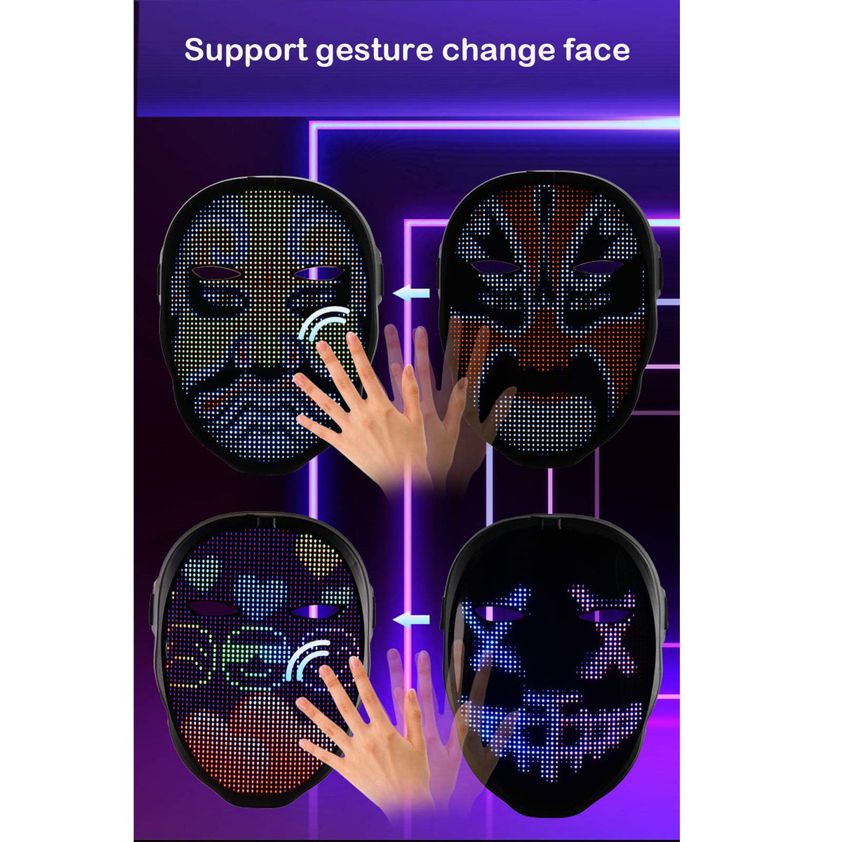 Depointer Life Led Mask with Gesture Sensing, Light up Mask toy for Adult